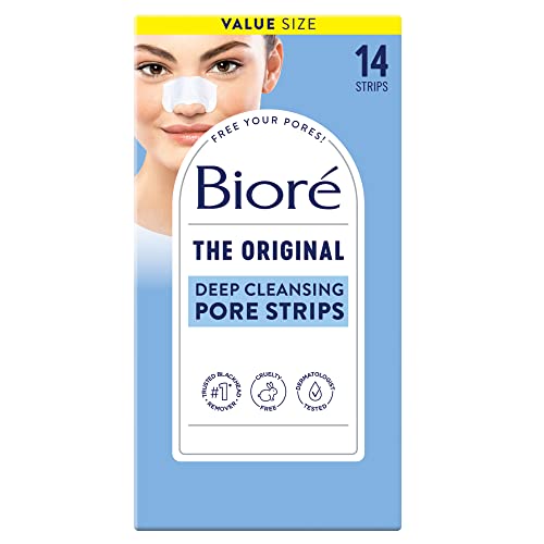 Bioré Original Blackhead Remover Strips, Deep Cleansing Nose Strips With Instant Pore Unclogging, Features C-Bond Technology, Oil-Free, Non-Comedogenic Use, 14 Count - Morena Vogue