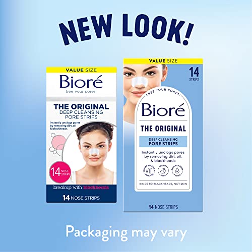 Bioré Original Blackhead Remover Strips, Deep Cleansing Nose Strips With Instant Pore Unclogging, Features C-Bond Technology, Oil-Free, Non-Comedogenic Use, 14 Count - Morena Vogue