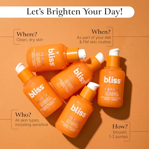 Bliss Bright Idea Vitamin C + Tri-Peptide Collagen Brightening Face Skincare Serum - Anti Aging, Boosts Skin Elasticity - Clean - Vegan & Cruelty-Free - 1 Fl Oz - Morena Vogue