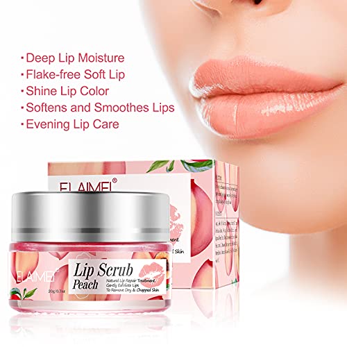 Blue Finger Lip Scrub, Lip Sleeping Mask, Lip Treatment,Peach Overnight Moisturizing Repairing Lips Mask, Sleeping Lip Balm, Peeling Lips, Lip Primer, Chapped Skin (Peach) - Morena Vogue