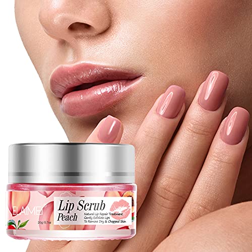 Blue Finger Lip Scrub, Lip Sleeping Mask, Lip Treatment,Peach Overnight Moisturizing Repairing Lips Mask, Sleeping Lip Balm, Peeling Lips, Lip Primer, Chapped Skin (Peach) - Morena Vogue