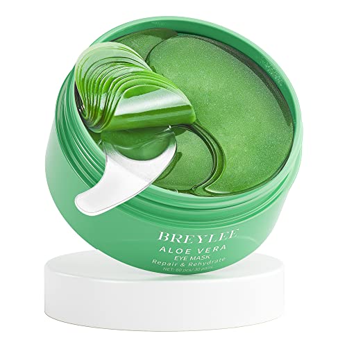 BREYLEE Aloe Vera Eye Mask– 60 Pcs - Puffy Eyes and Dark Circles Treatments – Look Younger and Reduce Wrinkles and Fine Lines Undereye, Improve and Firm eye Skin - Pure Natural Material Extraction - Morena Vogue