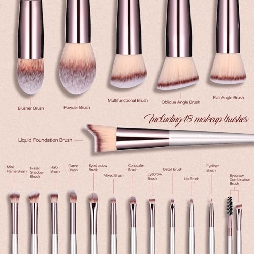 BS-MALL Makeup Brush Set 18 Pcs Premium Synthetic Foundation Powder Concealers Eye shadows Blush Makeup Brushes with black case - Morena Vogue