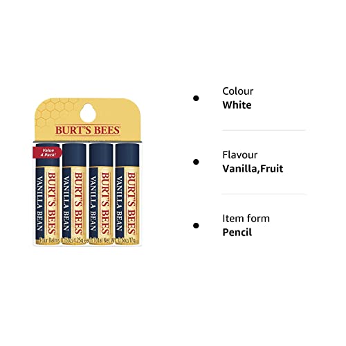 Burt's Bees 100% Natural Moisturizing Lip Balm, Vanilla Bean - 4 Tubes - Morena Vogue