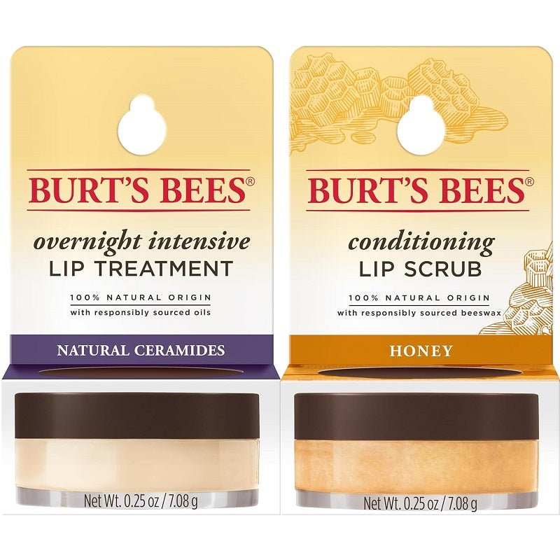 Burt’s Bees Conditioning Lip Scrub and Overnight Intensive Lip Treatment, With Ceramides, Exfoliates and Hydrates Lips 8 Hours, Natural Origin, 2 Jars, 0.25 oz - Morena Vogue