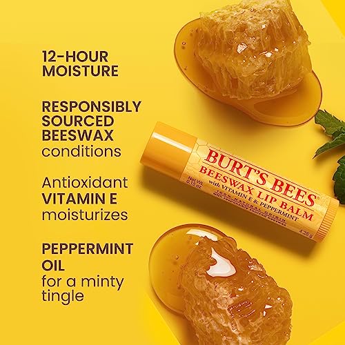 Burt's Bees Lip Balm Mothers Day Gifts for Mom - Original Beeswax, Lip Moisturizer With Responsibly Sourced Beeswax, Tint-Free, Natural Origin Conditioning Lip Treatment, 4 Tubes, 0.15 oz. - Morena Vogue