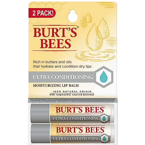 Burt's Bees Lip Balm Mothers Day Gifts for Mom - Ultra Conditioning Lip Moisturizer Rich in Oils and Butters, Natural Origin Lip Care, 2 Tubes, 0.15 oz. - Morena Vogue