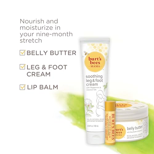 Burt's Bees Pregnancy Essentials Mothers Day Gifts Set, 3 Giftable Baby Shower Products & Must Have Baby Registry Items, Nourishing Skincare - Mama Belly Butter, Original Lip Balm, Leg & Foot Cream - Morena Vogue