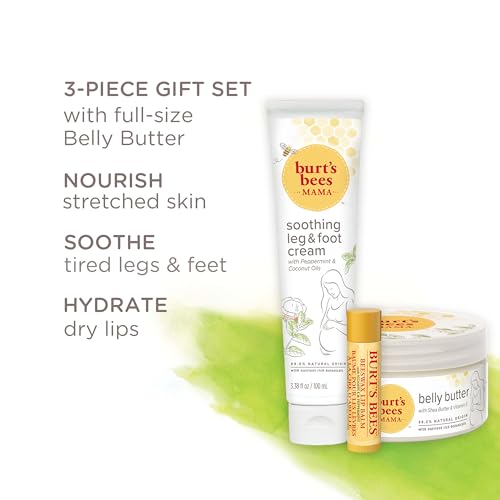 Burt's Bees Pregnancy Essentials Mothers Day Gifts Set, 3 Giftable Baby Shower Products & Must Have Baby Registry Items, Nourishing Skincare - Mama Belly Butter, Original Lip Balm, Leg & Foot Cream - Morena Vogue