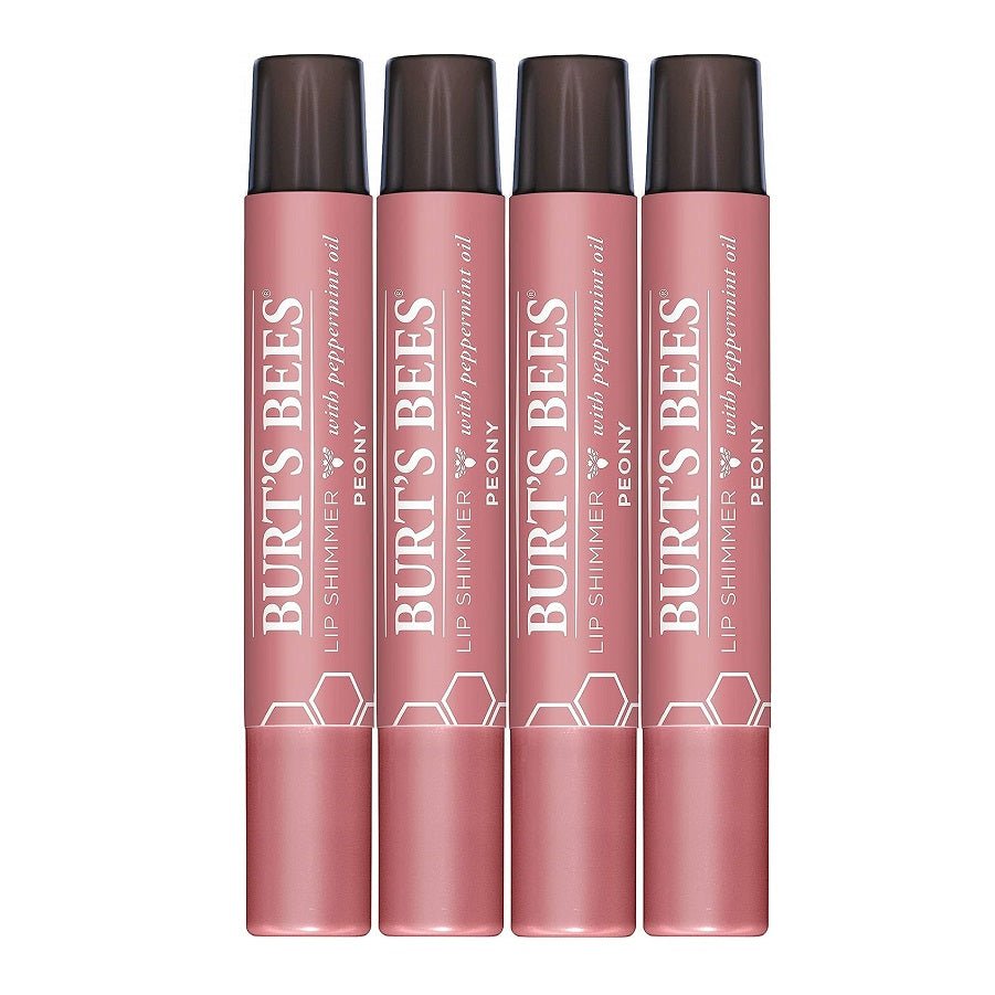 Burt's Bees Shimmer Lip Tint Set, Mothers Day Gifts for Mom Tinted Lip Balm Stick, Moisturizing for All Day Hydration with Natural Origin Glowy Pigmented Finish & Buildable Color, Peony (4-Pack) - Morena Vogue