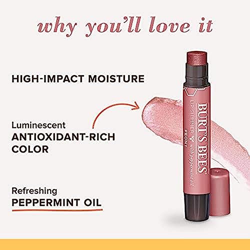 Burt's Bees Shimmer Lip Tint Set, Mothers Day Gifts for Mom Tinted Lip Balm Stick, Moisturizing for All Day Hydration with Natural Origin Glowy Pigmented Finish & Buildable Color, Peony (4-Pack) - Morena Vogue