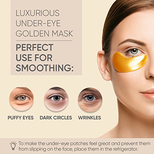 CÉLOR Under Eye Patches (20 Pairs) - Golden Eye Mask with Amino Acid & Collagen, Cooling Eye Care for Wrinkles, Puffy Eyes & Dark Circles, Skincare Treatment for Men & Women, USA Tested - Morena Vogue