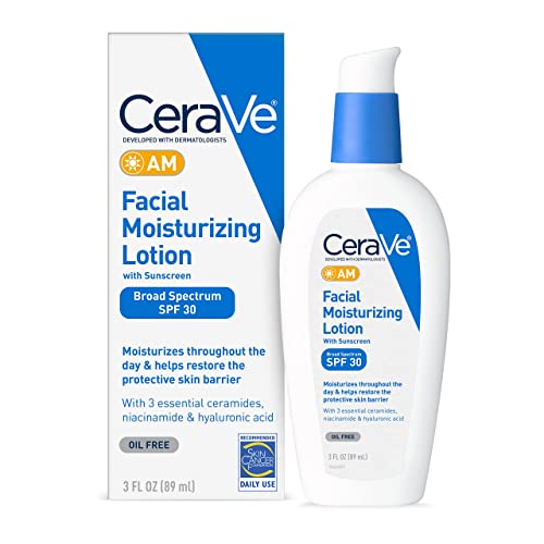 CeraVe AM Facial Moisturizing Lotion with SPF 30 | Oil-Free Face Moisturizer with SPF | Formulated with Hyaluronic Acid, Niacinamide & Ceramides | Non-Comedogenic | Broad Spectrum Sunscreen | 3 Ounce - Morena Vogue