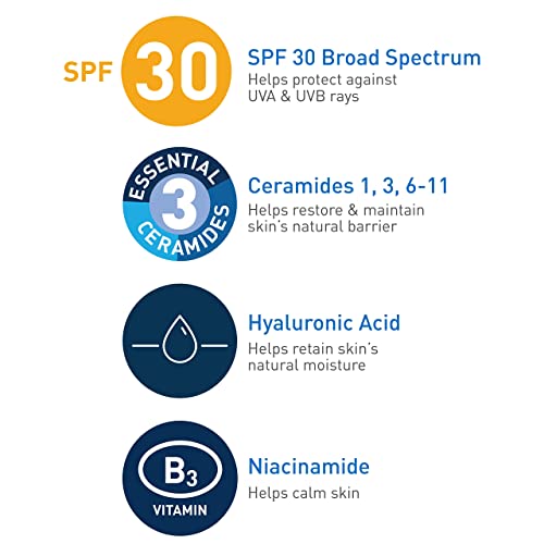 CeraVe AM Facial Moisturizing Lotion with SPF 30 | Oil-Free Face Moisturizer with SPF | Formulated with Hyaluronic Acid, Niacinamide & Ceramides | Non-Comedogenic | Broad Spectrum Sunscreen | 3 Ounce - Morena Vogue