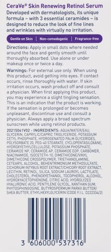 CeraVe Anti Aging Retinol Serum | Cream Serum for Smoothing Fine Lines and Skin Brightening | With Retinol, Hyaluronic Acid, Niacinamide, and Ceramides | 1 Ounce - Morena Vogue