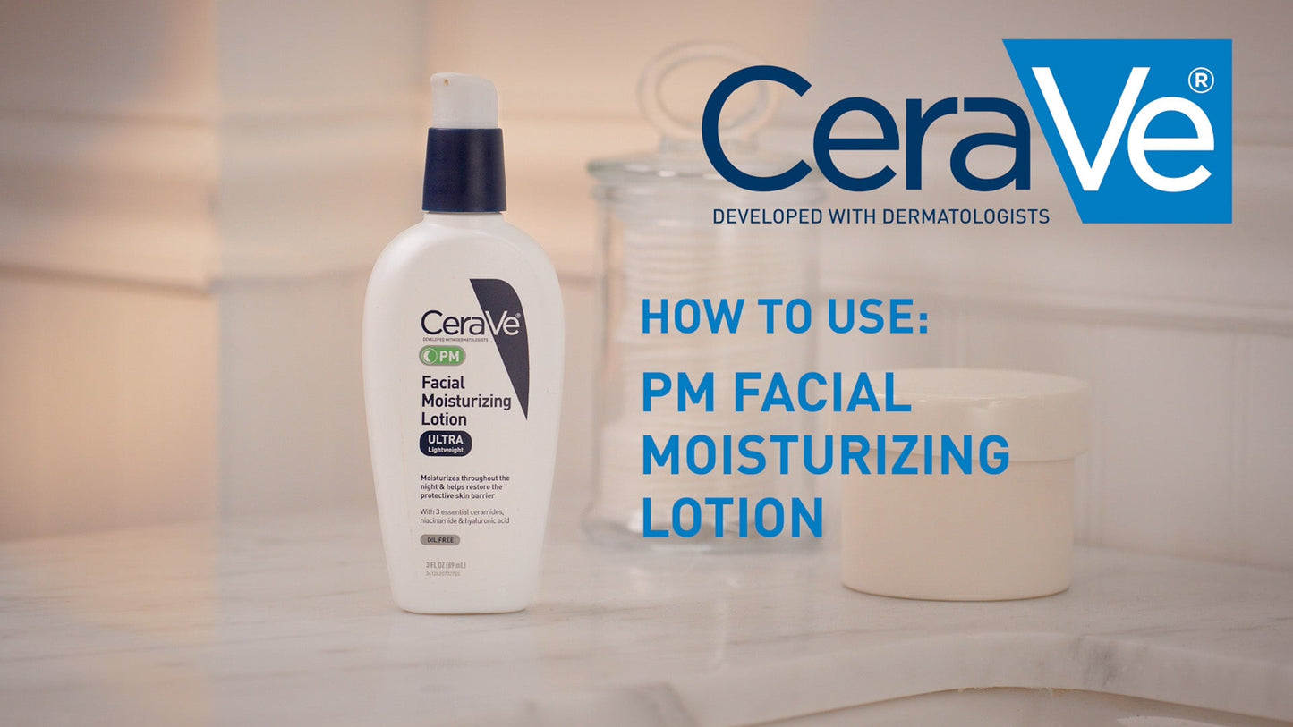 CeraVe PM Facial Moisturizing Lotion | Night Cream with Hyaluronic Acid and Niacinamide | Ultra-Lightweight, Oil-Free Moisturizer for Face | 3 Ounce - Morena Vogue