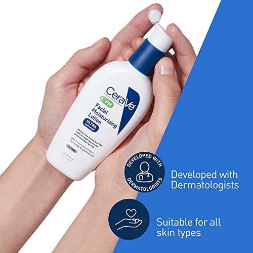 CeraVe PM Facial Moisturizing Lotion | Night Cream with Hyaluronic Acid and Niacinamide | Ultra-Lightweight, Oil-Free Moisturizer for Face | 3 Ounce - Morena Vogue