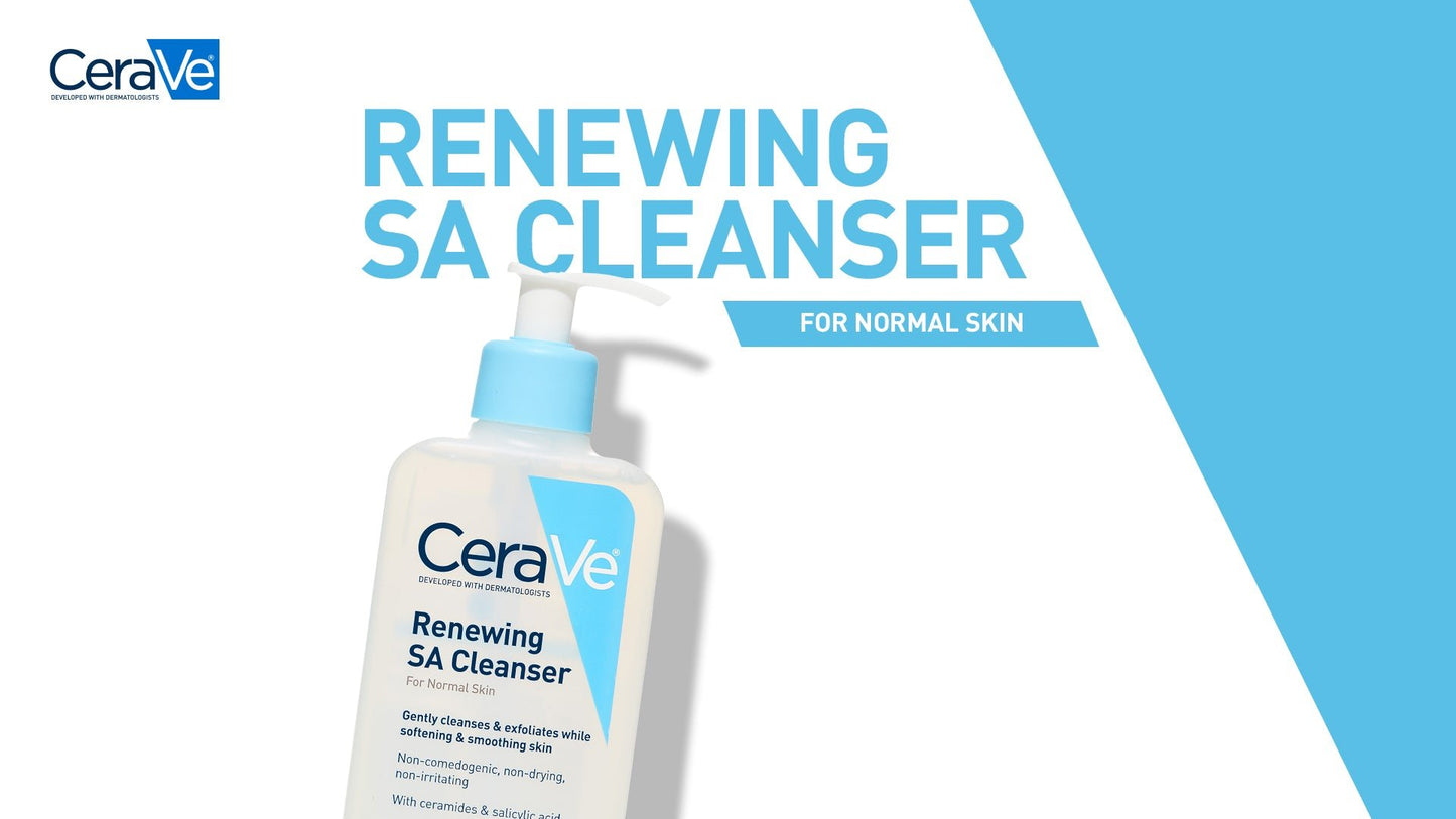 CeraVe SA Cleanser | Salicylic Acid Cleanser with Hyaluronic Acid, Niacinamide & Ceramides| BHA Exfoliant for Face | Fragrance Free Non-Comedogenic | 16 Ounce - Morena Vogue