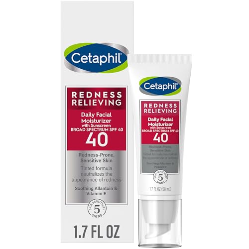 CETAPHIL Redness Relieving Daily Facial Moisturizer SPF 40, 1.7 fl oz, Broad spectrum Sunscreen, Neutral Tint, For Redness-Prone Skin - Morena Vogue