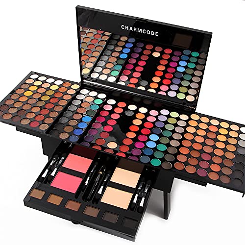 CHARMCODE 190 Colors Cosmetic Make up Palette Set Kit Combination with Eyeshadow Facial Blusher Eyebrow Powder Face Concealer Eyeliner Pencil A Mirror All-in-One Makeup Gift (Multicolor) - Morena Vogue