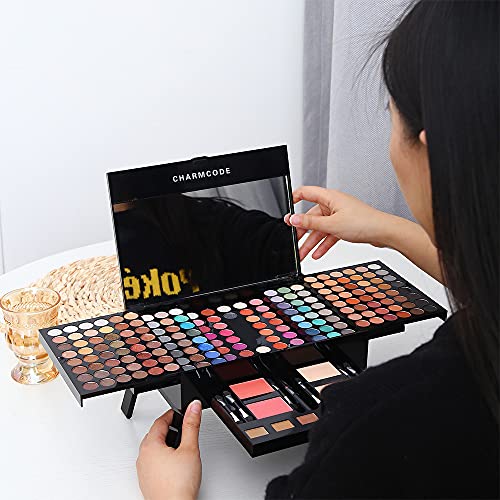 CHARMCODE 190 Colors Cosmetic Make up Palette Set Kit Combination with Eyeshadow Facial Blusher Eyebrow Powder Face Concealer Eyeliner Pencil A Mirror All-in-One Makeup Gift (Multicolor) - Morena Vogue