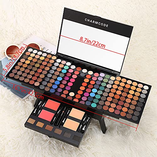 CHARMCODE 190 Colors Cosmetic Make up Palette Set Kit Combination with Eyeshadow Facial Blusher Eyebrow Powder Face Concealer Eyeliner Pencil A Mirror All-in-One Makeup Gift (Multicolor) - Morena Vogue