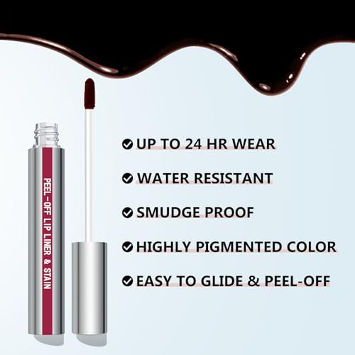 Cilrofelr Peel Off Lip Liner Stain, Long Wear Tattoo Lip Liner with Tweezer, Peel Off Lip Stain with Matte Finish, Long Lasting, Waterproof, Transfer-proof, Highly Pigmented Color (N-Mauve) - Morena Vogue