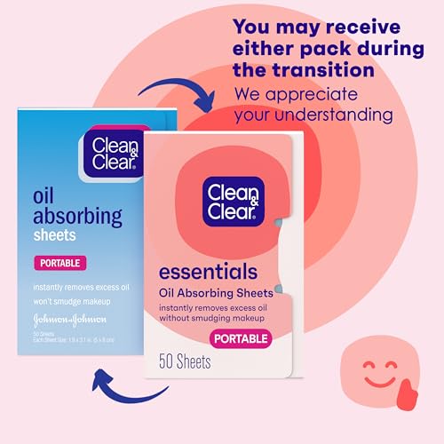 Clean & Clear Oil Absorbing Facial Sheets, Portable Blotting Papers for Face & Nose, Absorbing Blotting Sheets for Oily Skin to Instantly Remove Excess Oil & Shine, 3 x 50 ct - Morena Vogue