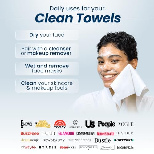 Clean Skin Club Clean Towels XL, 100% USDA Biobased Face Towel, Disposable Face Towelette, Makeup Remover Dry Wipes, Ultra Soft, 50 Ct, 1 Pack - Morena Vogue