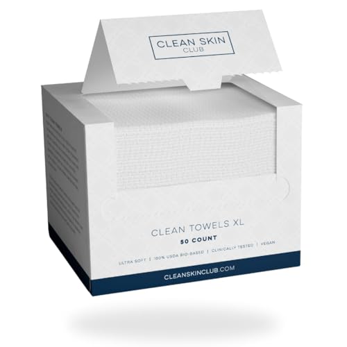 Clean Skin Club Clean Towels XL, 100% USDA Biobased Face Towel, Disposable Face Towelette, Makeup Remover Dry Wipes, Ultra Soft, 50 Ct, 1 Pack - Morena Vogue