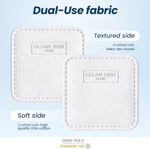 Clean Skin Club Clean² Pads 2.0 [NEW & IMPROVED EDGES] Guaranteed Not to Shed & Tear Face Pads, Unique Triple Layers, Textured & Ultra Soft Side, Organic Disposable Cotton, Pair with Makeup Remover - Morena Vogue