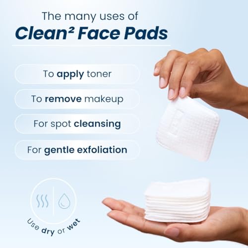 Clean Skin Club Clean² Pads 2.0 [NEW & IMPROVED EDGES] Guaranteed Not to Shed & Tear Face Pads, Unique Triple Layers, Textured & Ultra Soft Side, Organic Disposable Cotton, Pair with Makeup Remover - Morena Vogue