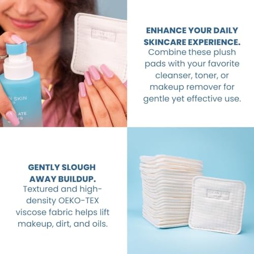 Clean Skin Club Clean² Pads 2.0 [NEW & IMPROVED EDGES] Guaranteed Not to Shed & Tear Face Pads, Unique Triple Layers, Textured & Ultra Soft Side, Organic Disposable Cotton, Pair with Makeup Remover - Morena Vogue