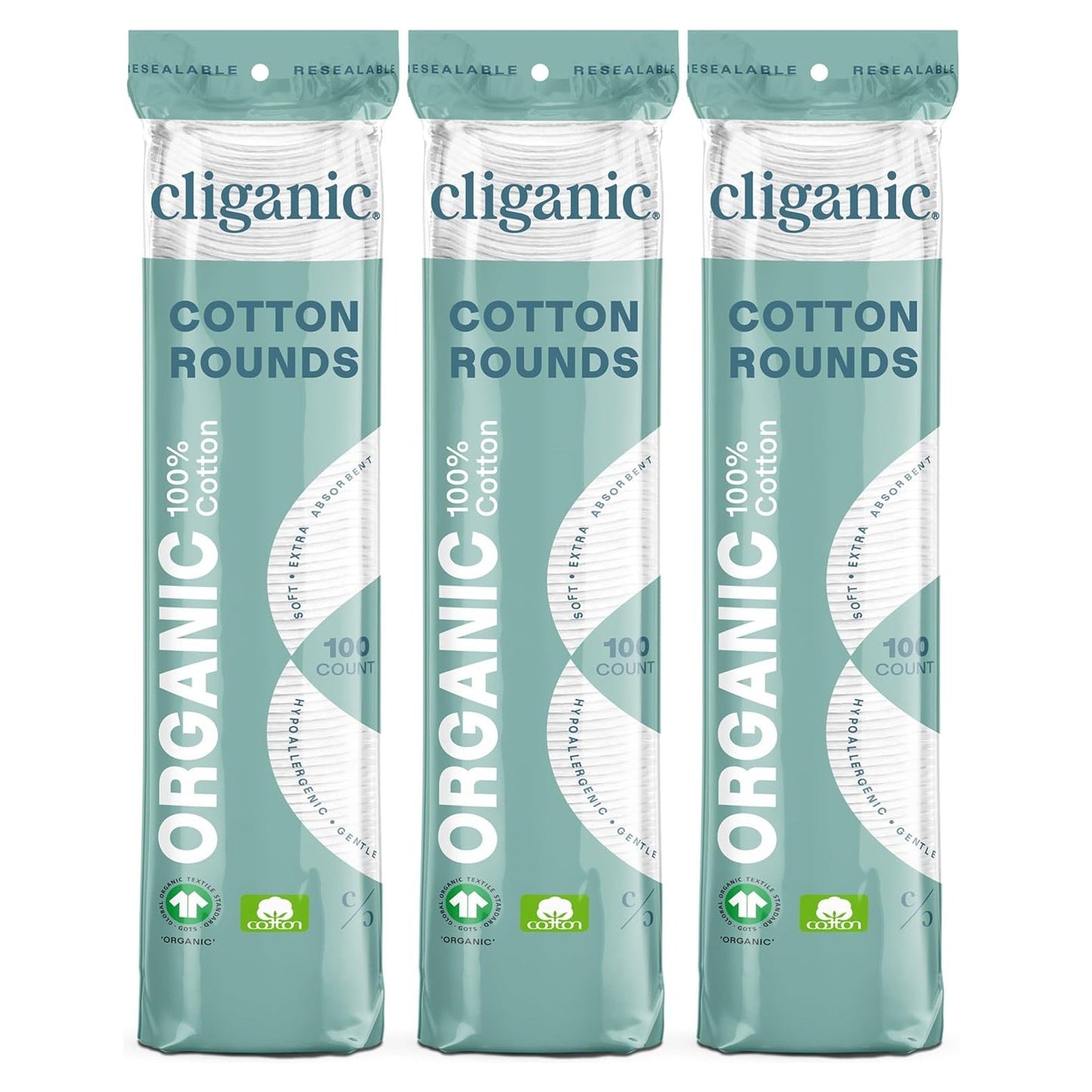 Cliganic Organic Cotton Rounds (300 Count) Makeup Remover Pads, Hypoallergenic, Lint-Free | 100% Pure Cotton (Packaging May Vary) - Morena Vogue