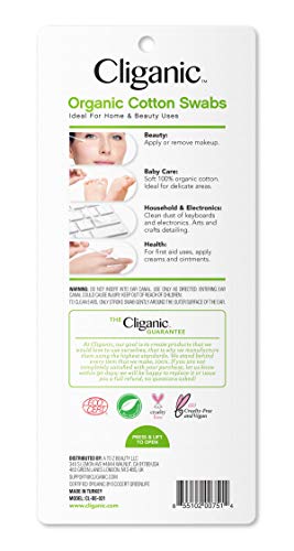 Cliganic Organic Cotton Swabs, 500 Count - 100% Pure Natural Cotton, Chlorine-Free Hypoallergenic, Soft, Gentle & Absorbent Buds - Morena Vogue