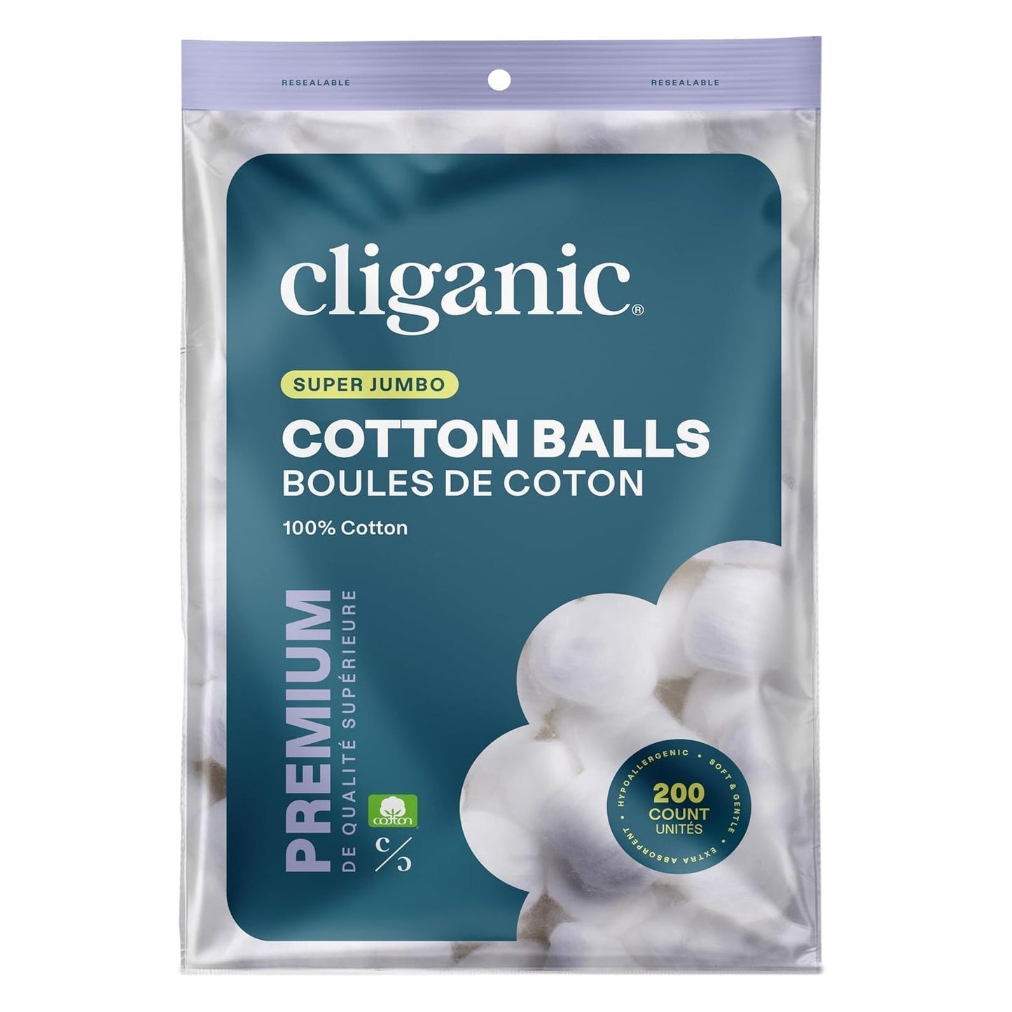 Cliganic Super Jumbo Cotton Balls (200 Count) - Hypoallergenic, Absorbent, Large Size, 100% Pure (Packaging May Vary) - Morena Vogue