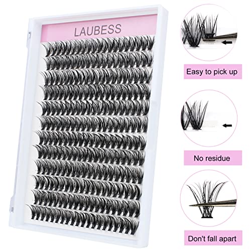 Cluster Lashes 240pcs 40D DIY Eyelash Extension D Curl Long Individual Lashes Mixed Tray Faux Mink Lash Clusters Extensions 0.07 0.10 Black (40D-0.07D-9-16mm) - Morena Vogue