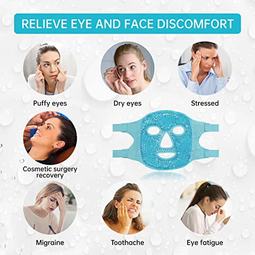 Cold Face Eye Mask Ice Pack Reduce Face Puff, Dark Circles, Gel Beads Hot Heat Cold Compress Pack, Face SPA for Woman Sleeping, Pressure, Headaches, Skin Care, Post Laser Care[Blue] - Morena Vogue