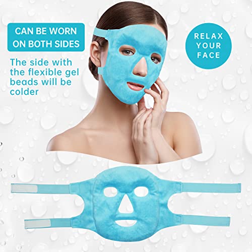 Cold Face Eye Mask Ice Pack Reduce Face Puff, Dark Circles, Gel Beads Hot Heat Cold Compress Pack, Face SPA for Woman Sleeping, Pressure, Headaches, Skin Care, Post Laser Care[Blue] - Morena Vogue