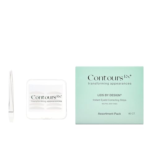 Contours Rx Lids By Design - Medical Grade Eyelid Correcting Strips for Heavy, Hooded, & Droopy Lids - Transparent, Anti-Aging, and Hypoallergenic Eyelid Tape - (4mm - 7mm) Assortment Pack, 80ct - Morena Vogue