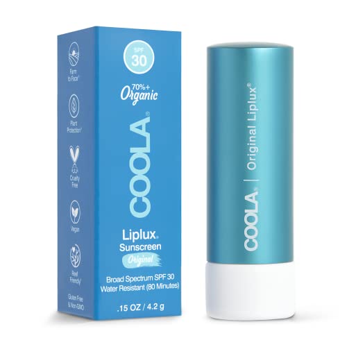 COOLA Organic Liplux Lip Balm and Sunscreen with SPF 30, Dermatologist Tested Lip Care for Daily Protection, Vegan and Gluten Free, 0.15 Oz - Morena Vogue