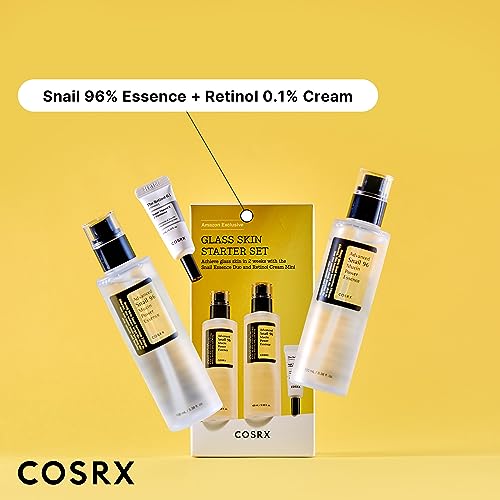 COSRX Glass Skin Starter Set, Advanced Snail 96 Mucin Power Essence (3.38 fl.oz*2) & Retinol 0.1 Cream Mini (0.1 oz), Daily Hydrating & Firming Skincare Kit for Beginners, Gift Set, Korean Skincare - Morena Vogue