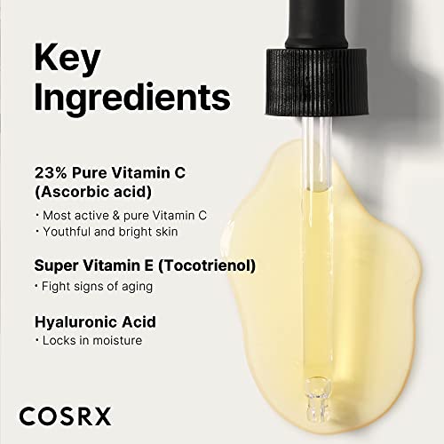 COSRX Pure Vitamin C 23% Serum with Vitamin E & Hyaluronic Acid, Brightening & Hydrating Facial Serum for Fine Lines, Uneven Skin Tone & Dull Skin, 0.7oz/20g, Korean Skincare - Morena Vogue