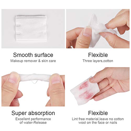 Cotton Pads, Facial Lip & Eye Makeup Remover Pads,100% Pure Cotton Effective Cosmetic Cotton Squares,Hypoallergenic, Lint-Free(222PCS) - Morena Vogue