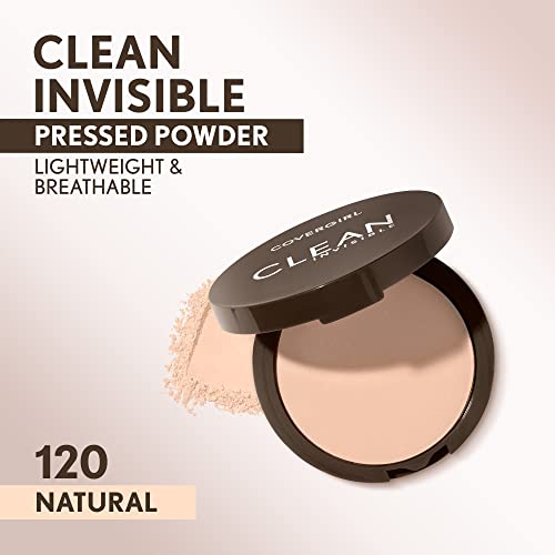 Covergirl Clean Invisible Pressed Powder, Lightweight, Breathable, Vegan Formula, Creamy Natural 120, 0.38oz - Morena Vogue