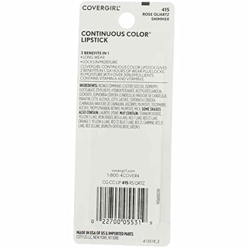 COVERGIRL Continuous Color Lipstick Rose Quartz 415, .13 oz (packaging may vary) - Morena Vogue