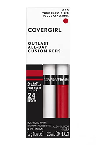 COVERGIRL Outlast All-Day Lip Color Custom Reds, Your Classic Red, 0.06 Ounce (Pack of 1) - Morena Vogue