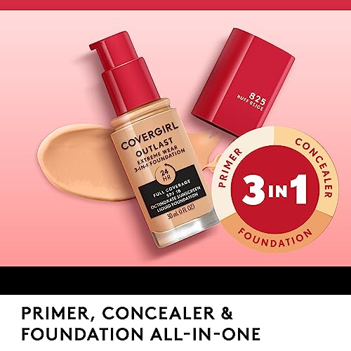 Covergirl Outlast Extreme Wear 3-in-1 Full Coverage Liquid Foundation, SPF 18 Sunscreen, Creamy Natural, 1 Fl. Oz. - Morena Vogue