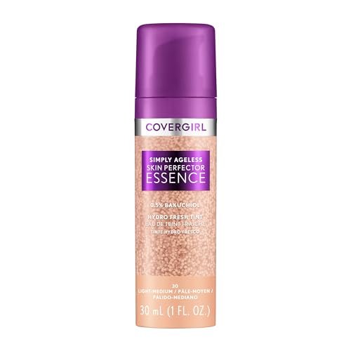 Covergirl Simply Ageless Skin Perfector Essence Foundation, 30 Light-Medium, Tinted Skin Perfector, Skincare Makeup Hybrid, Sheer Tint, Radiant Finish, Skin-Like Finish, Vegan Formula, 1.0oz - Morena Vogue