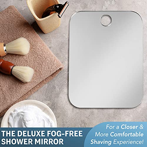 Deluxe Anti-Fog Shaving Mirror | Fogless Bathroom Shower Mirror with Handheld Option for Men and Women | Hanging Shower Mirror Includes Long-Lasting Removable Adhesive Hook - Morena Vogue